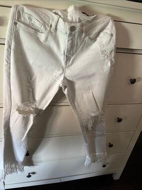 Blank NYC White Distressed Ankle Jeans